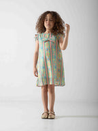 Girls' Pastel Floral Dress with Bow – Soft Summer Casual Dress