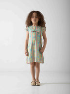 Girls' Pastel Floral Dress with Bow – Soft Summer Casual Dress