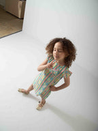 Girls' Pastel Floral Dress with Bow – Soft Summer Casual Dress