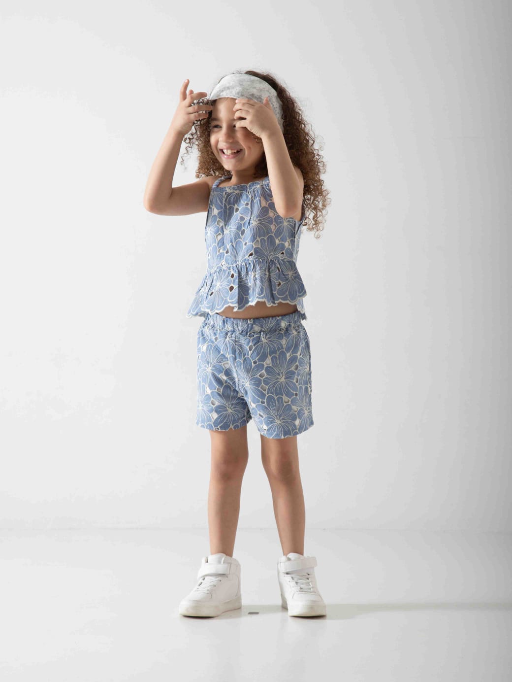 Girls' Floral Two-Piece Summer Set – Peplum Top & Shorts