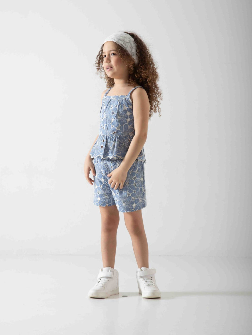 Girls' Floral Two-Piece Summer Set – Peplum Top & Shorts
