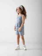 Girls' Floral Two-Piece Summer Set – Peplum Top & Shorts