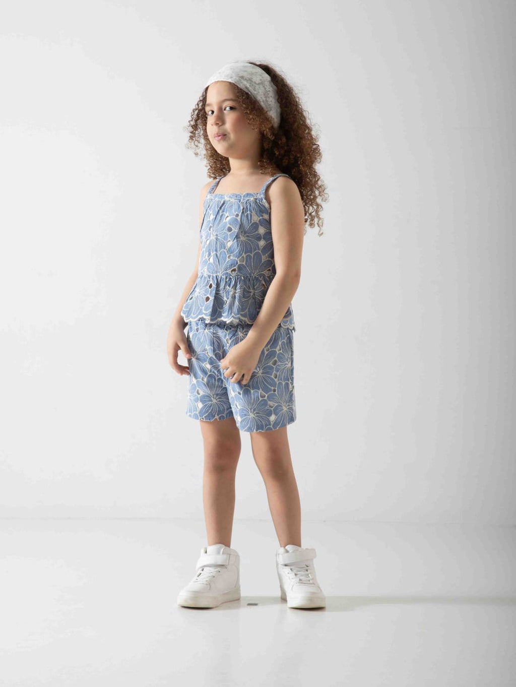 Girls' Floral Two-Piece Summer Set – Peplum Top & Shorts
