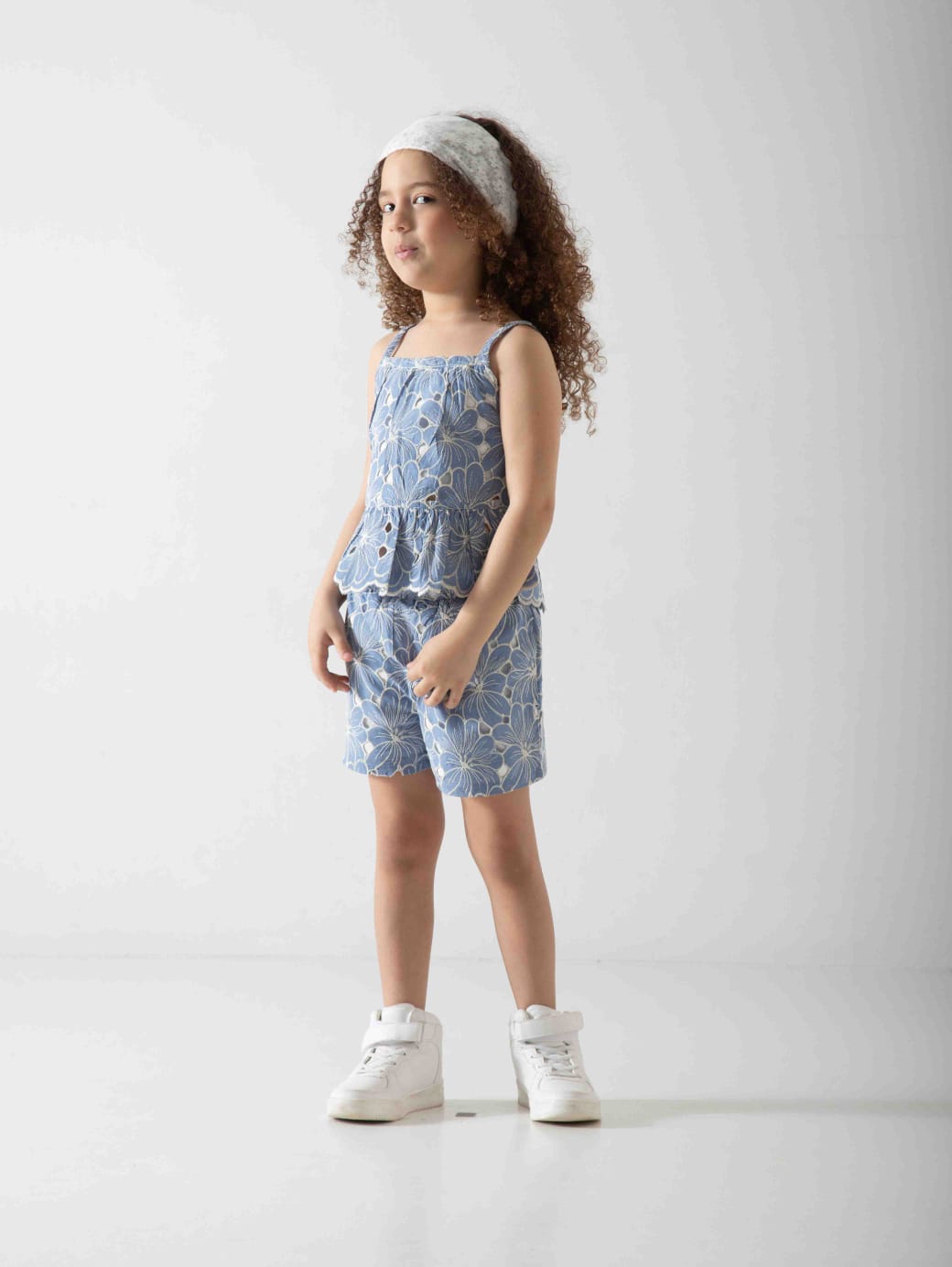Girls' Floral Two-Piece Summer Set – Peplum Top & Shorts