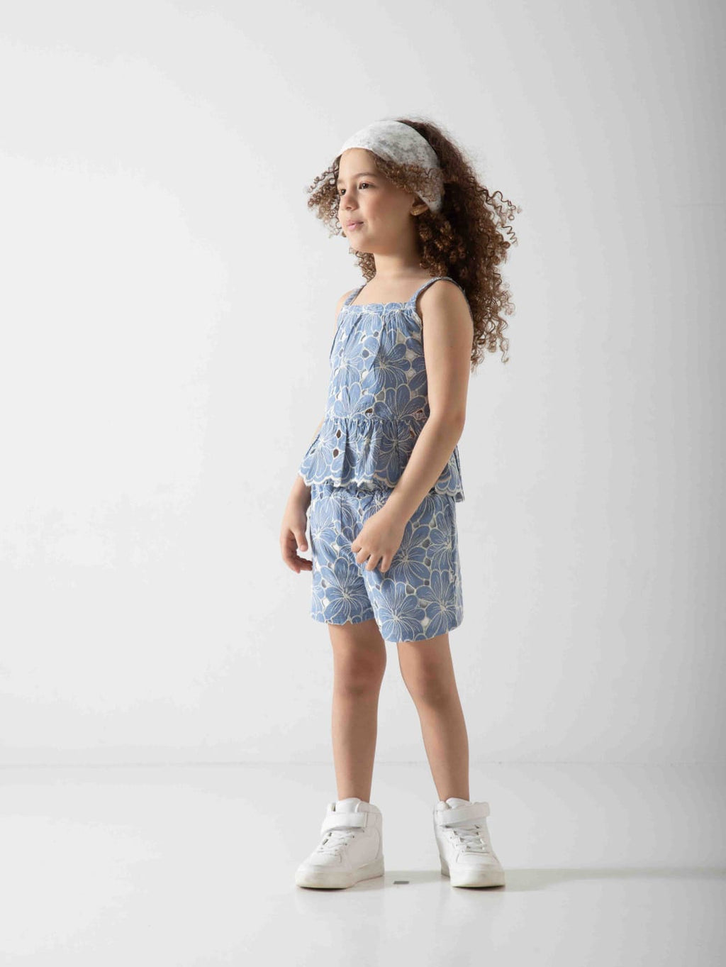 Girls' Floral Two-Piece Summer Set – Peplum Top & Shorts