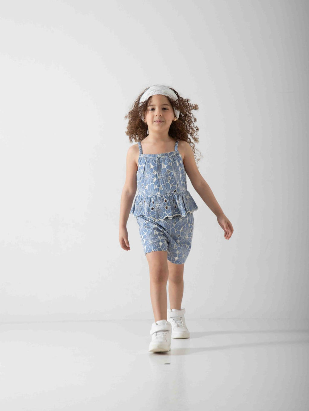 Girls' Floral Two-Piece Summer Set – Peplum Top & Shorts