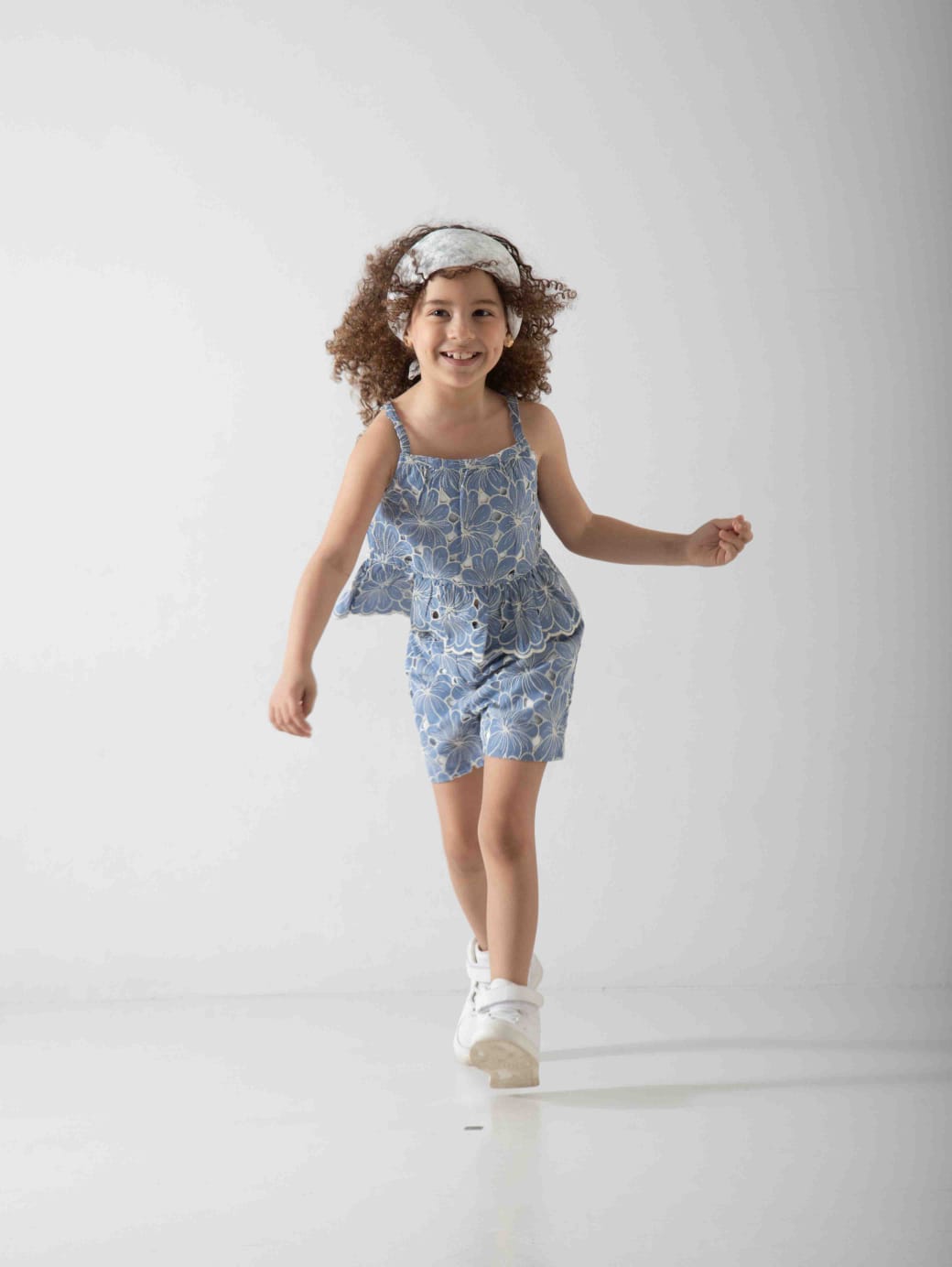 Girls' Floral Two-Piece Summer Set – Peplum Top & Shorts