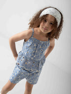 Girls' Floral Two-Piece Summer Set – Peplum Top & Shorts