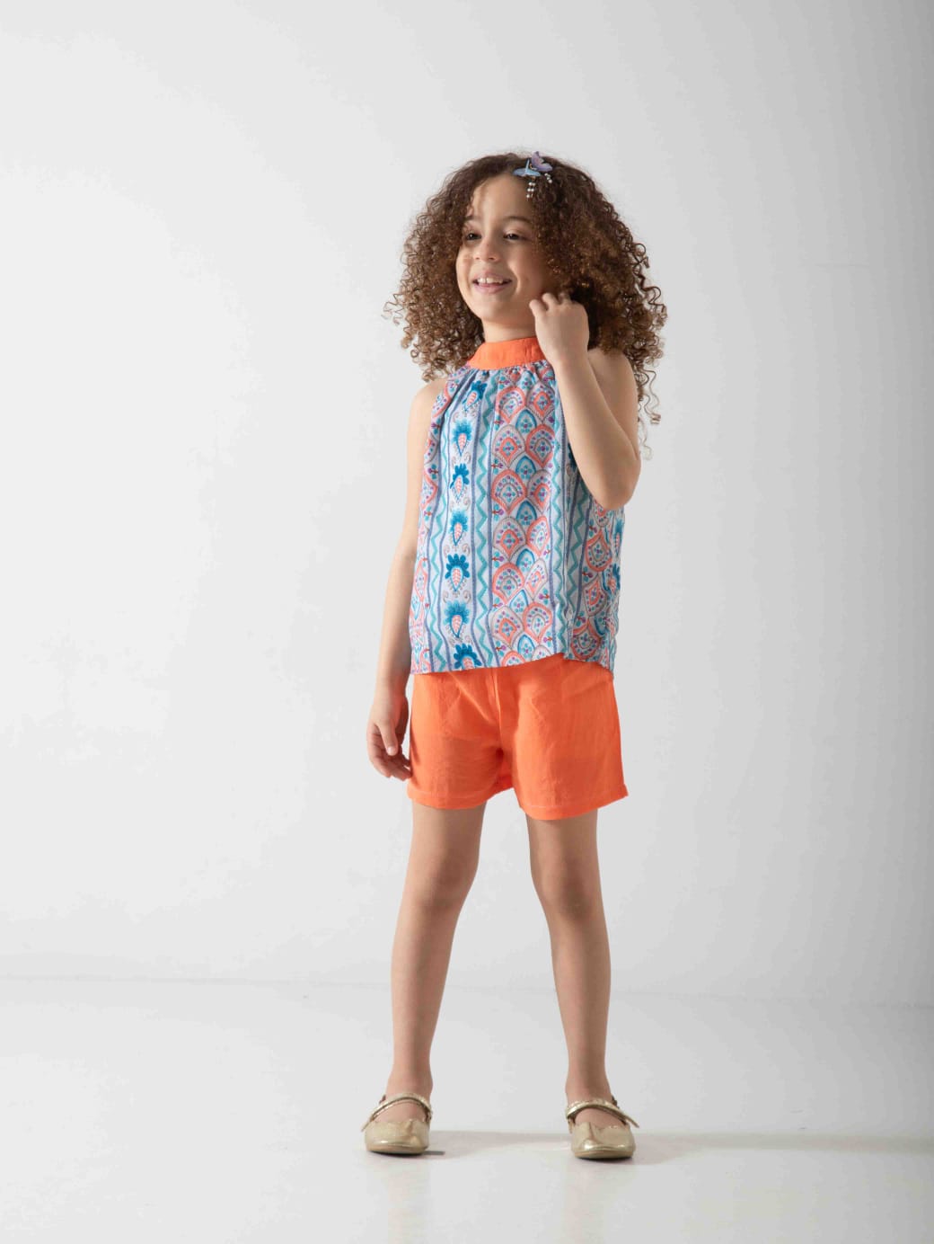 Girls' Printed Summer Two-Piece Set – Sleeveless Top & Shorts