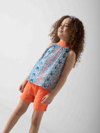 Girls' Printed Summer Two-Piece Set – Sleeveless Top & Shorts