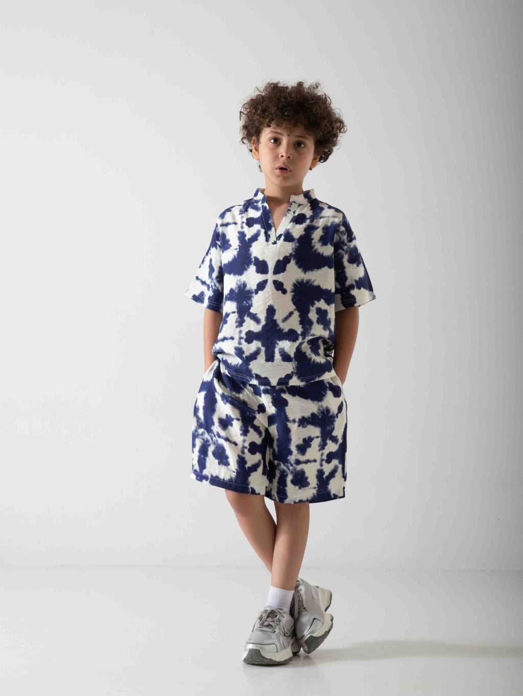 Boys' Tie-Dye Two-Piece Summer Set – Printed T-Shirt & Shorts