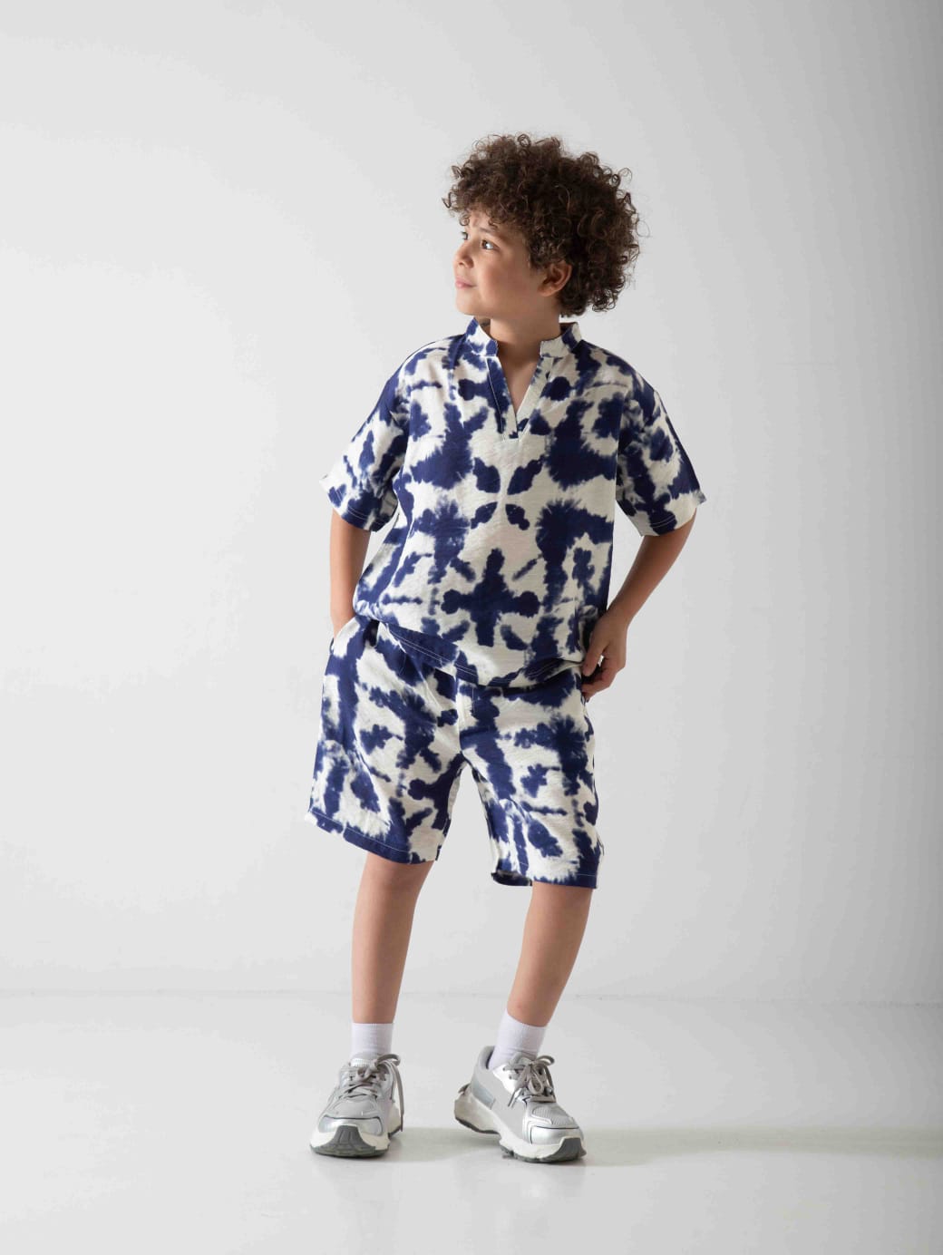 Boys' Tie-Dye Two-Piece Summer Set – Printed T-Shirt & Shorts