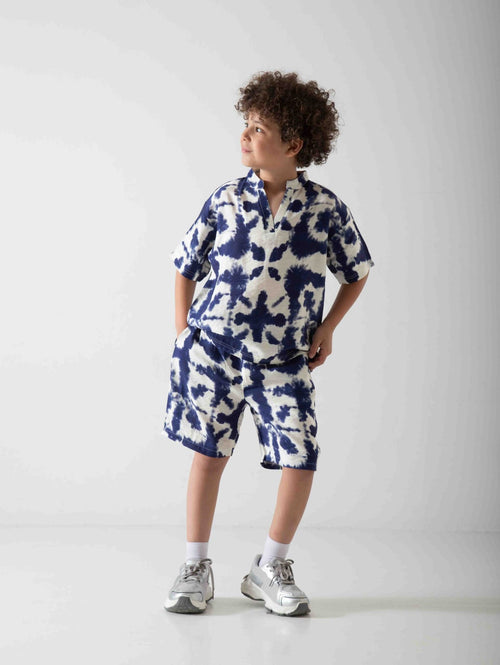 Boys' Tie-Dye Two-Piece Summer Set – Printed T-Shirt & Shorts