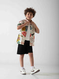 Boys' Graphic Print Three-Piece Summer Set – Printed Shirt, T-Shirt & Shorts
