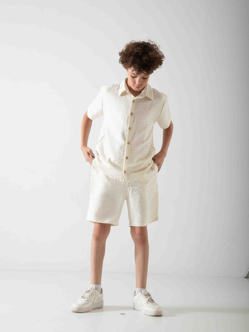 Boys' Linen Blend Two-Piece Summer Set – Short Sleeve Shirt & Shorts