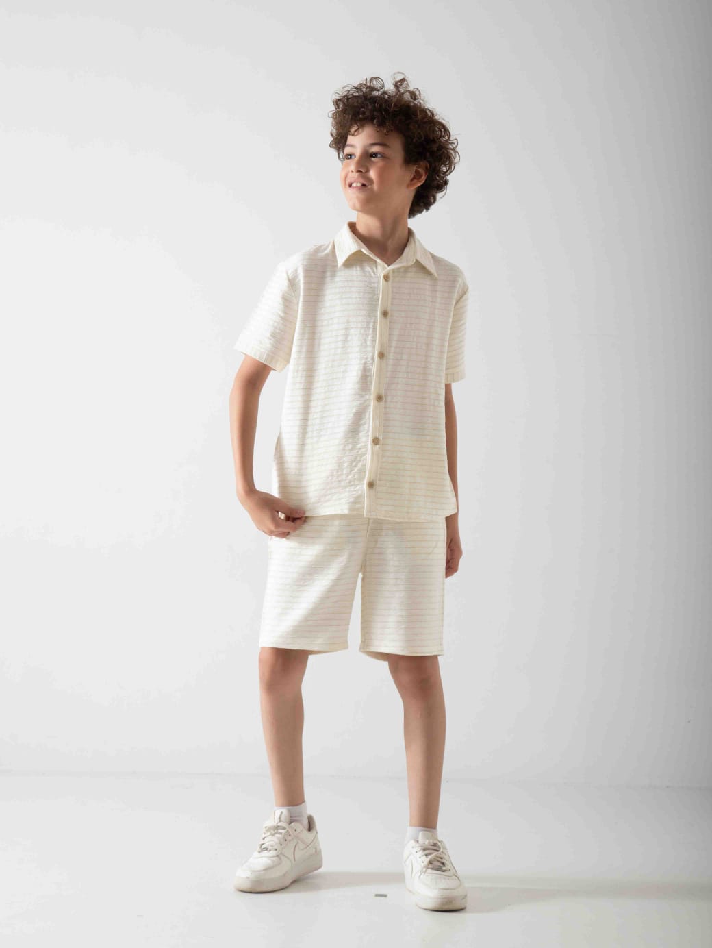 Boys' Linen Blend Two-Piece Summer Set – Short Sleeve Shirt & Shorts