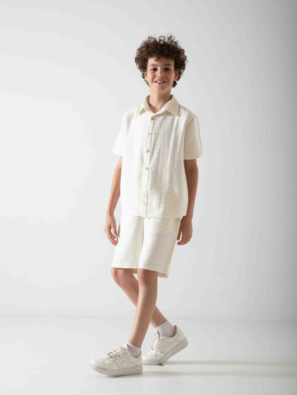 Boys' Linen Blend Two-Piece Summer Set – Short Sleeve Shirt & Shorts