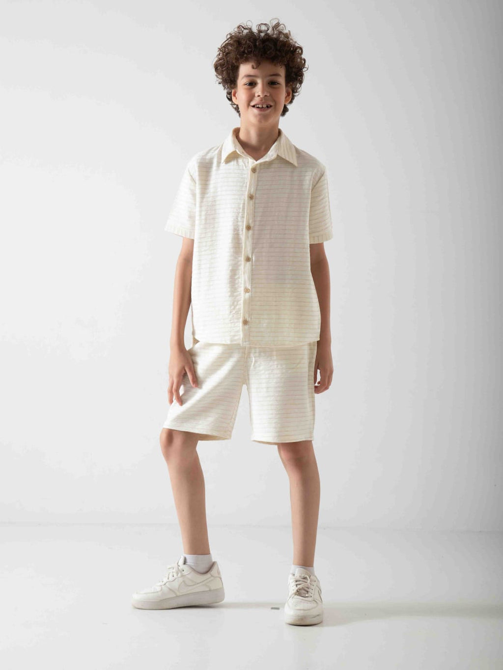 Boys' Linen Blend Two-Piece Summer Set – Short Sleeve Shirt & Shorts