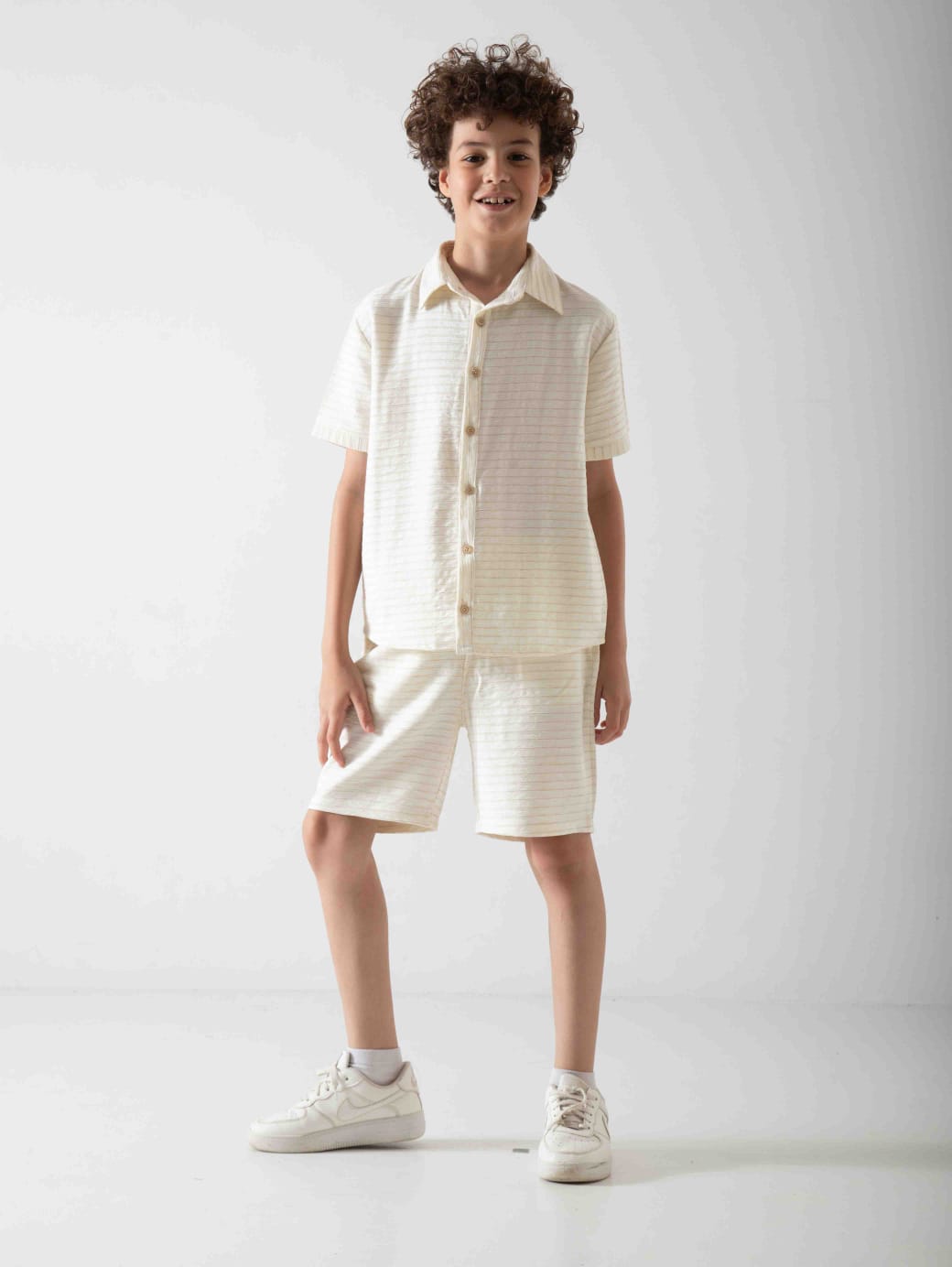 Boys' Linen Blend Two-Piece Summer Set – Short Sleeve Shirt & Shorts