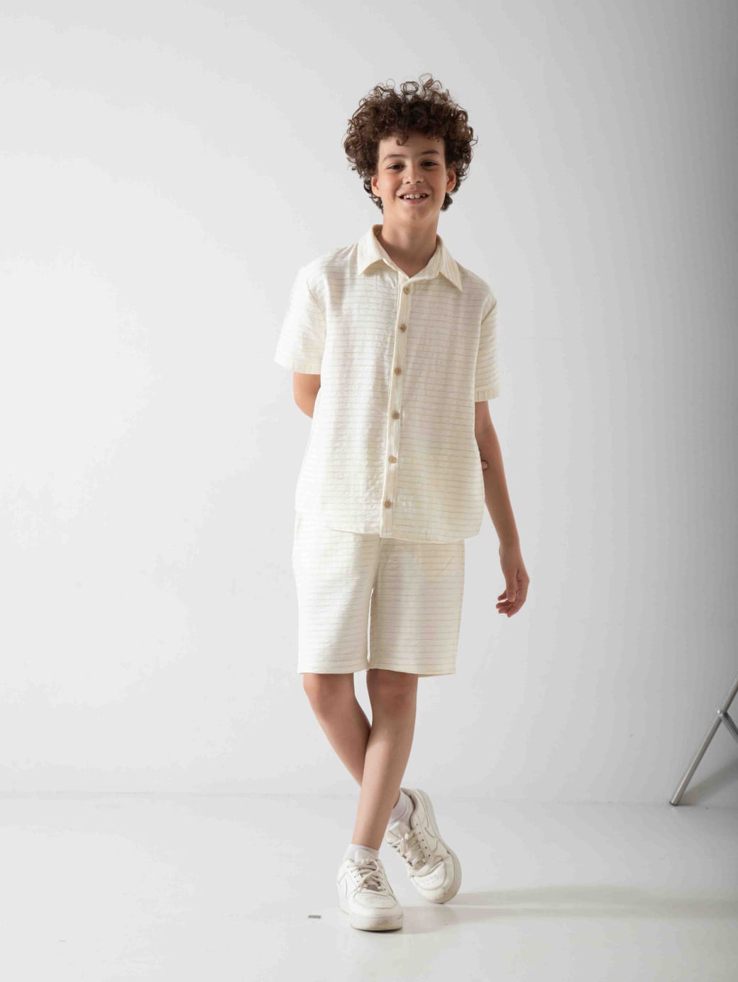 Boys' Linen Blend Two-Piece Summer Set – Short Sleeve Shirt & Shorts