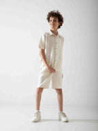 Boys' Linen Blend Two-Piece Summer Set – Short Sleeve Shirt & Shorts