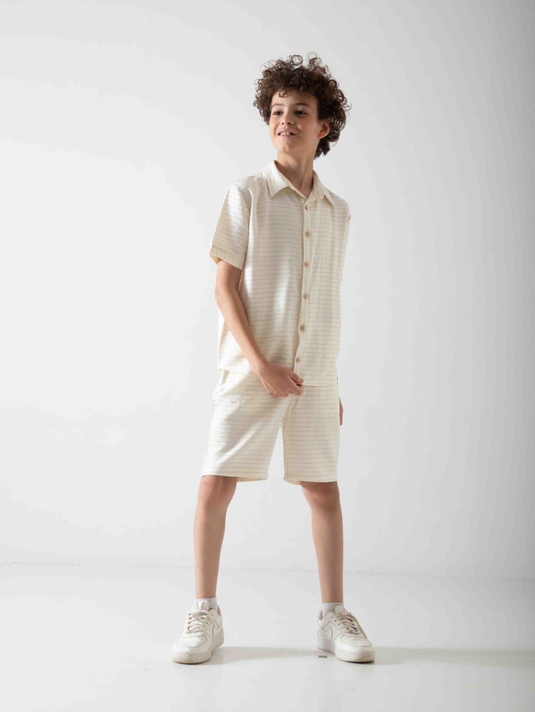Boys' Linen Blend Two-Piece Summer Set – Short Sleeve Shirt & Shorts