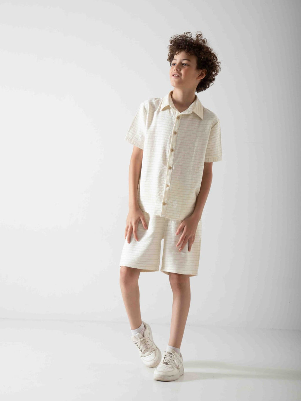 Boys' Linen Blend Two-Piece Summer Set – Short Sleeve Shirt & Shorts
