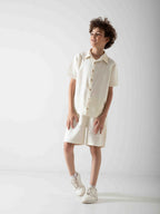 Boys' Linen Blend Two-Piece Summer Set – Short Sleeve Shirt & Shorts