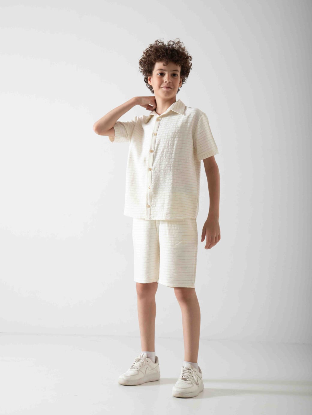 Boys' Linen Blend Two-Piece Summer Set – Short Sleeve Shirt & Shorts