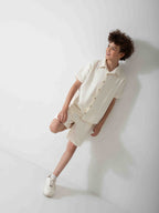 Boys' Linen Blend Two-Piece Summer Set – Short Sleeve Shirt & Shorts