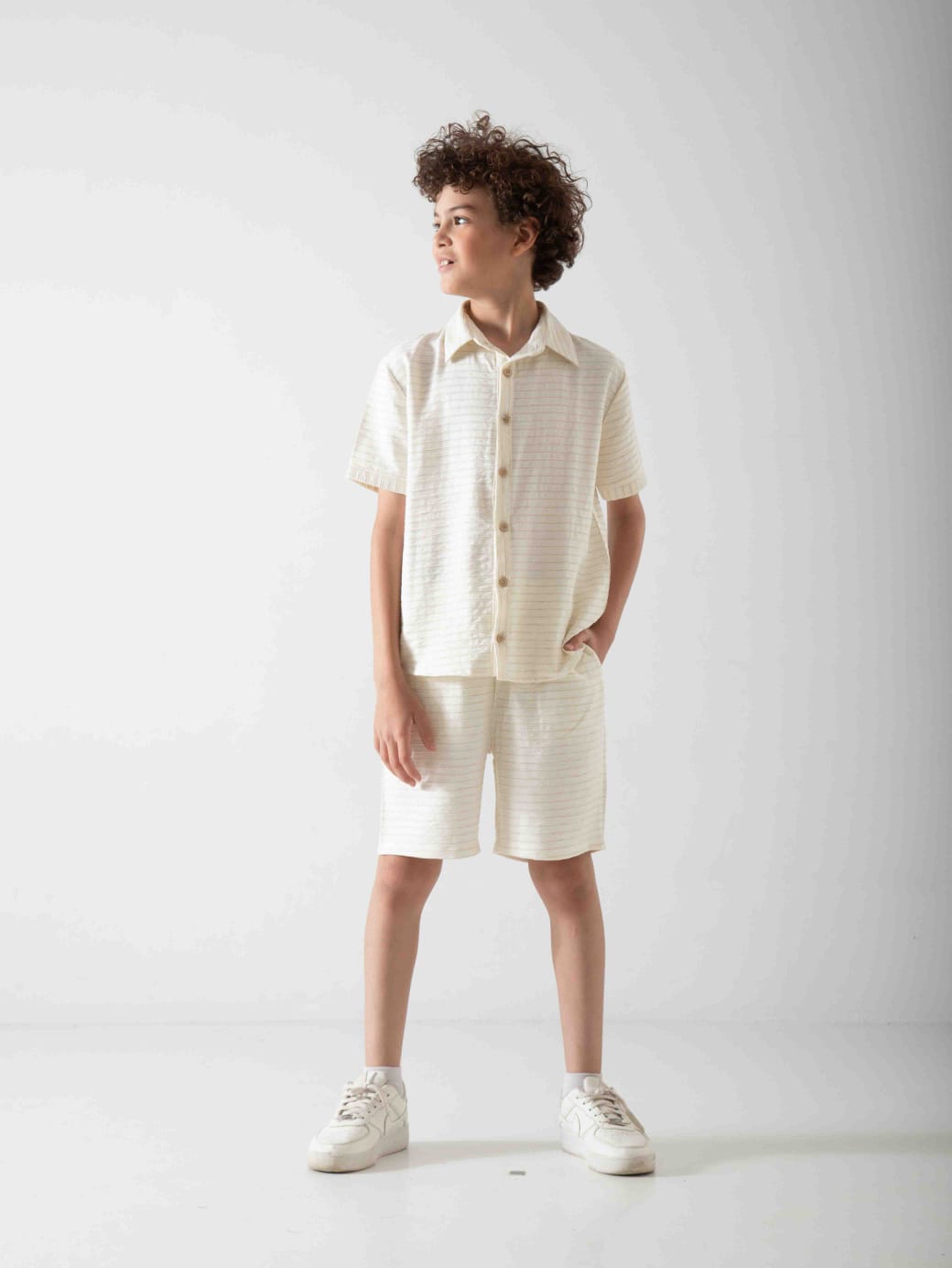 Boys' Linen Blend Two-Piece Summer Set – Short Sleeve Shirt & Shorts